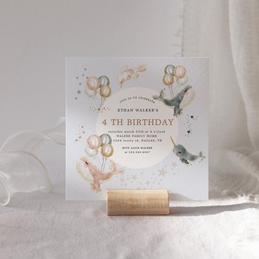 Magische Wale und Ballons Einladung zum Geburtstag