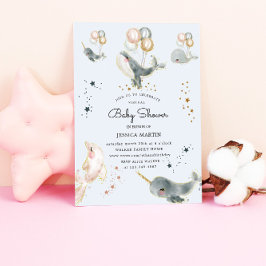 Magische Wale und Stars Virtual Baby Dusche Einladung