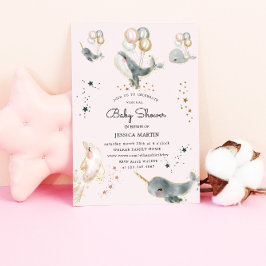 Magische Wale und Stars Virtual Baby Dusche Einladung