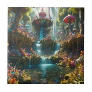 Magische Wasserfall Landschaft Fliese
