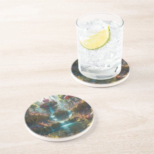 Magische Wasserfall Landschaft Getränkeuntersetzer (Seite)