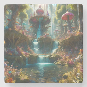 Magische Wasserfall Landschaft Steinuntersetzer