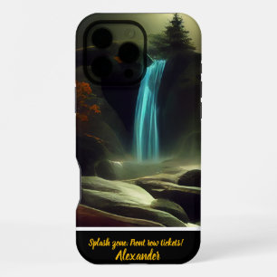 Magische Wasserfälle bei Nacht, einzigartig für Si iPhone 16 Pro Max Hülle