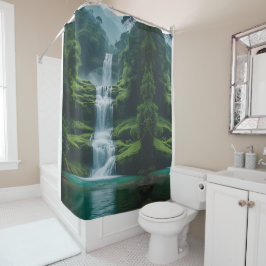 Magische Wasserfalllandschaft Duschvorhang