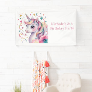 Magische Wasserfarbe-Einhorn-Mädchen-Geburtstagsfe Banner