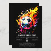 Magische Wasserfarbe Fußball Geburtstag Einladung (Vorne/Hinten)