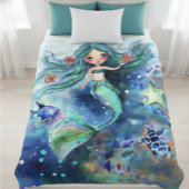 Magische Wasserfarbe Meerjungfrau Personalisierte  Fleecedecke