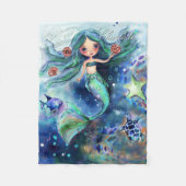 Magische Wasserfarbe Meerjungfrau Personalisierte  Fleecedecke (Vorderseite)