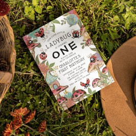 Magische Wasserfarbe Niedlich Ladybug Girls 1. Geb Einladung