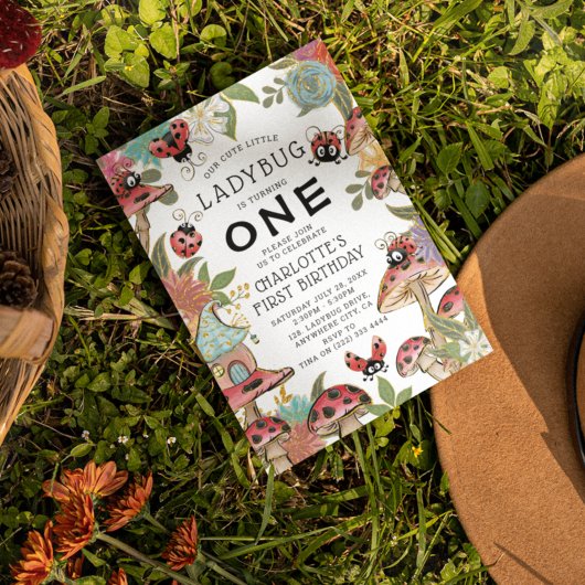 Magische Wasserfarbe Niedlich Ladybug Girls 1. Geb Einladung