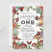 Magische Wasserfarbe Niedlich Ladybug Girls 1. Geb Einladung (Vorderseite)