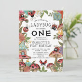 Magische Wasserfarbe Niedlich Ladybug Girls 1. Geb Einladung (Stehend Vorderseite)