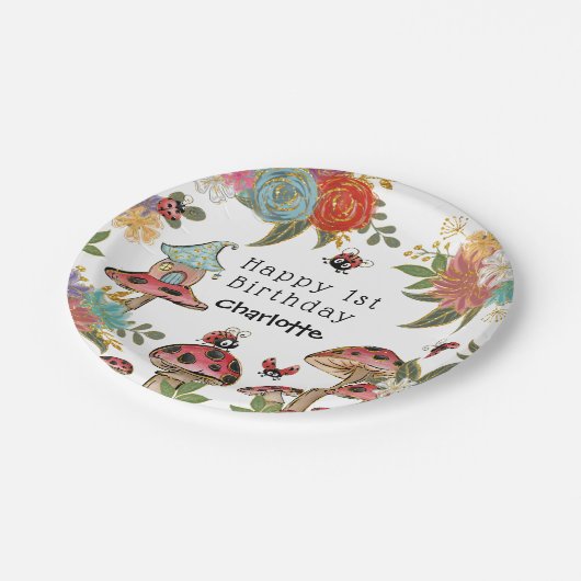 Magische Wasserfarbe Niedlich Ladybug Mädchen Gebu Pappteller (Schrägansicht)