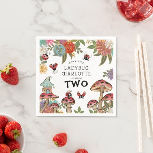 Magische Wasserfarbe Niedlich Ladybug Mädchen Gebu Serviette (Beispiel)