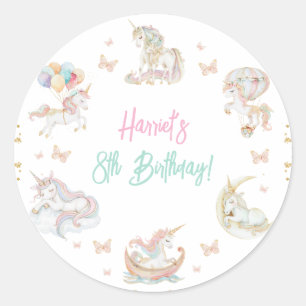 Magische Wasserfarbe vereint jedes Alter zum Gebur Runder Aufkleber