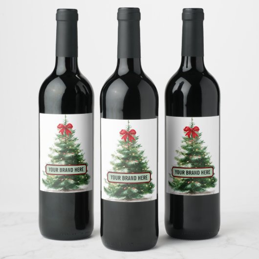 Magische Wasserfarben-Weihnachtsbaum-Trinketikette Weinetikett (Flaschen)