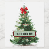Magische Wasserfarben-Weihnachtsbaum-Trinketikette Weinetikett (Einzelnes Label)