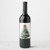 Magische Wasserfarben-Weihnachtsbaum-Trinketikette Weinetikett (Vorderseite)