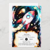 Magische Wasserfarbenrakete zum Geburtstag Einladung (Vorne/Hinten)