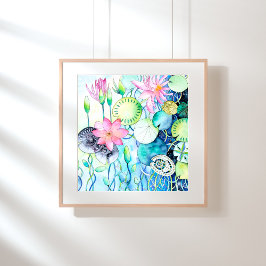 Magische Wasserlilien Archivkunstdruckverhältnis 1 Poster