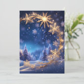 Magische Weihnachten - goldene Schneeflocken, offe Einladung (Stehend Vorderseite)