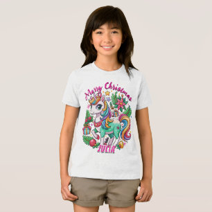 Magische Weihnachten Niedlich Einhorn Geschenk Kin Tri-Blend Shirt