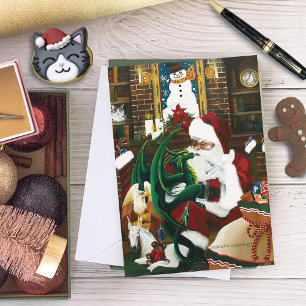 Magische Weihnachts-Fantasie Weihnachtsmann-Drache Feiertagspostkarte