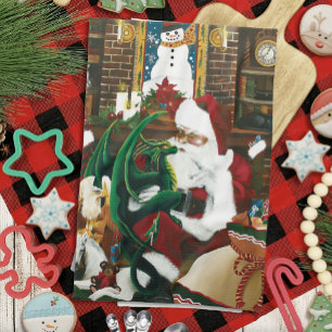 Magische Weihnachts-Fantasie Weihnachtsmann-Drache Geschirrtuch