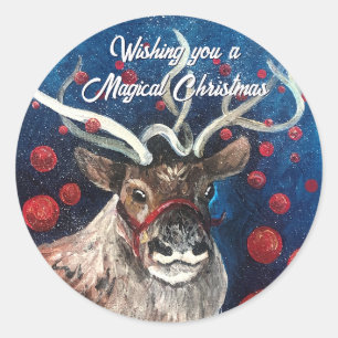 Magische Weihnachts-Rentier-Aufkleber Runder Aufkleber