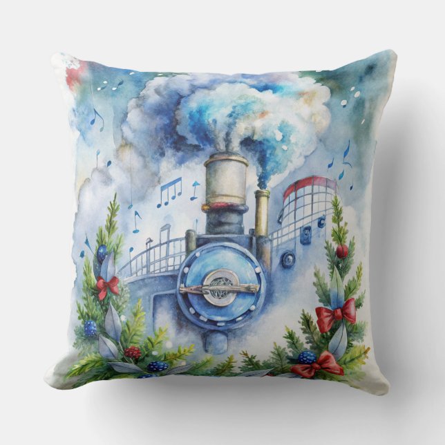 Magische Weihnachtsbahn Kissen - Vintager Winter (Vorderseite)