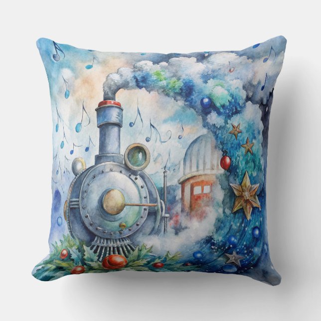 Magische Weihnachtsbahn Kissen - Vintager Winter (Vorderseite)