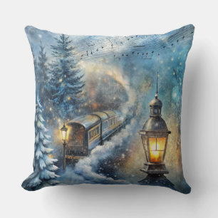 Magische Weihnachtsbahn Kissen - Vintager Winter