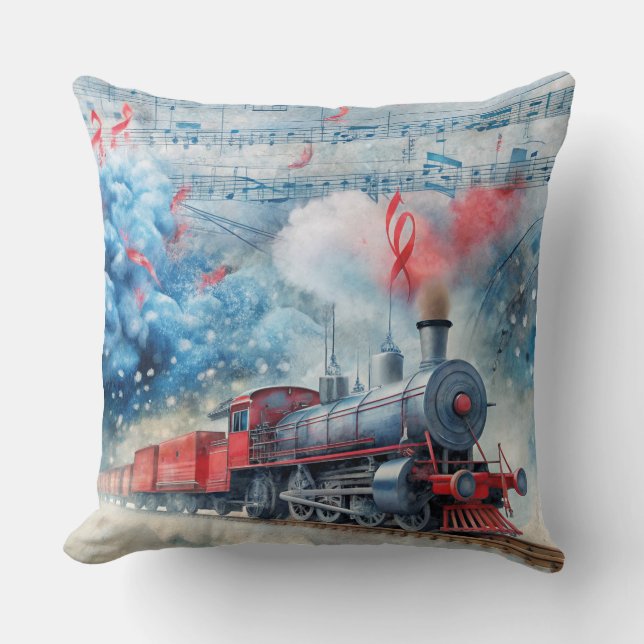Magische Weihnachtsbahn Kissen - Vintager Winter (Vorderseite)
