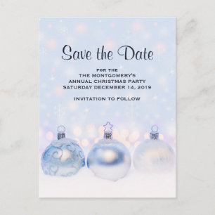 Magische Weihnachtsbälle aus Metall Save the Date Postkarte
