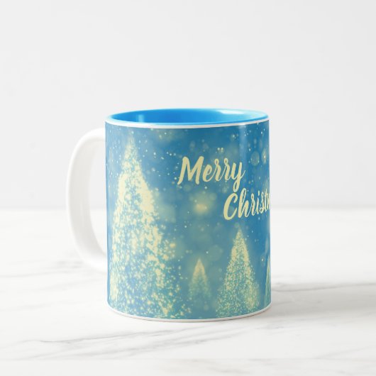 Magische Weihnachtsbaumen Frohe Weihnachten Zweifarbige Tasse (Vorderseite Links)