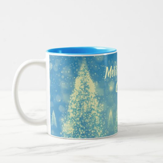 Magische Weihnachtsbaumen Frohe Weihnachten Zweifarbige Tasse (Links)