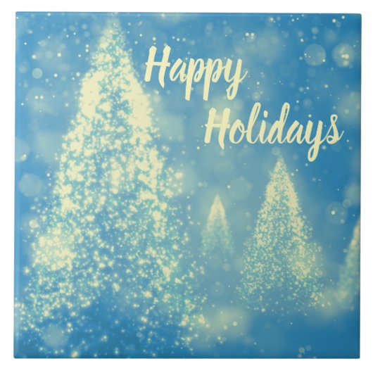 Magische Weihnachtsbaumen glückliche Ferien Fliese (Vorderseite)