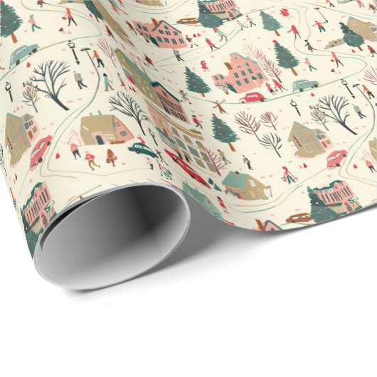 Magische Weihnachtsdörflichkeiten Geschenkpapier (Rolleneckpunkt)