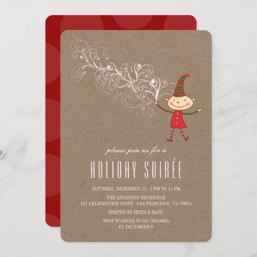Magische Weihnachtself Rustikale Feier einladen Einladung (Vorne/Hinten)