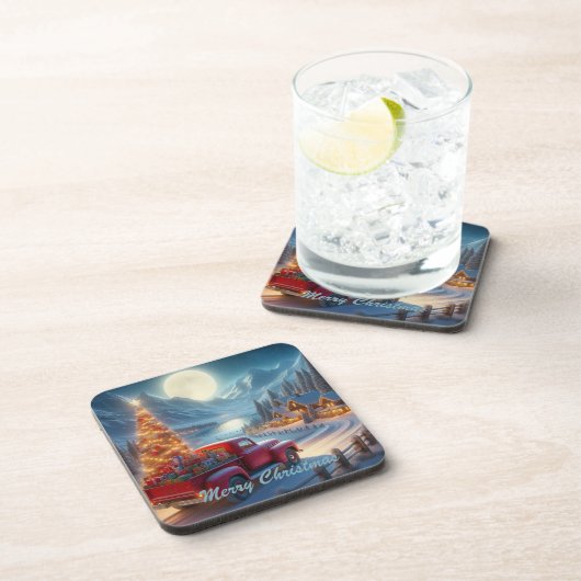 Magische Weihnachtsfeierablieferung Getränkeuntersetzer (Rechte Seite)