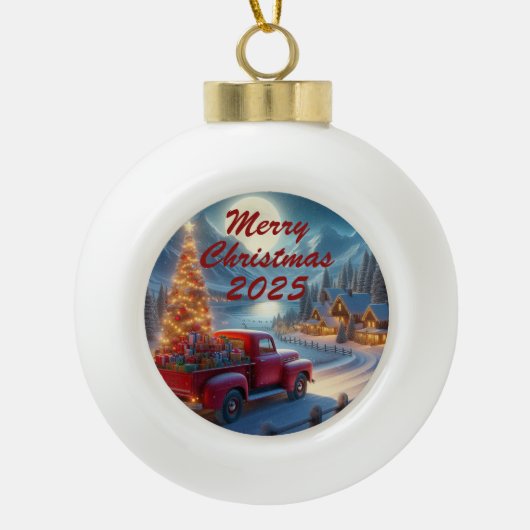 Magische Weihnachtsfeierablieferung Keramik Kugel-Ornament (Vorderseite)