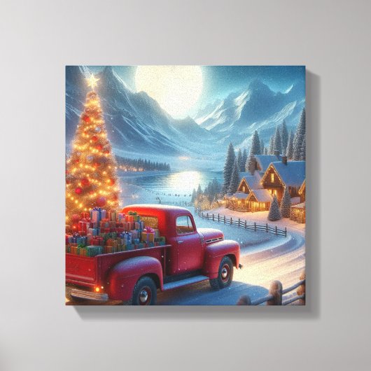 Magische Weihnachtsfeierablieferung Leinwanddruck (Vorderseite)