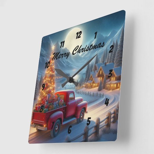 Magische Weihnachtsfeierablieferung Quadratische Wanduhr (Winkel)