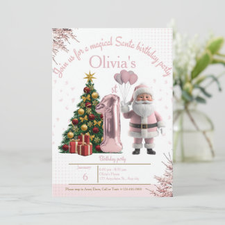 Magische Weihnachtsgeburtstagseinladung von Santa Dankeskarte