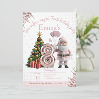 Magische Weihnachtsgeburtstagseinladung von Santa Dankeskarte