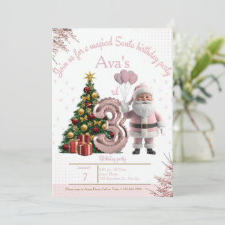 Magische Weihnachtsgeburtstagseinladung von Santa Dankeskarte
