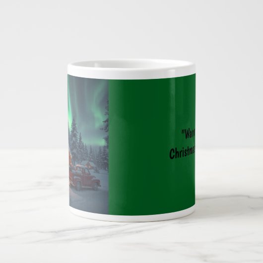 Magische Weihnachtshütte im Winter Jumbo-Tasse (Vorderseite)