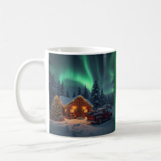 Magische Weihnachtshütte im Winter Kaffeetasse