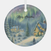 Magische Weihnachtsnacht im Wald unter Sternen Ornament Aus Glas (Vorderseite)