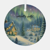 Magische Weihnachtsnacht im Wald unter Sternen Ornament Aus Glas (Rückseite)